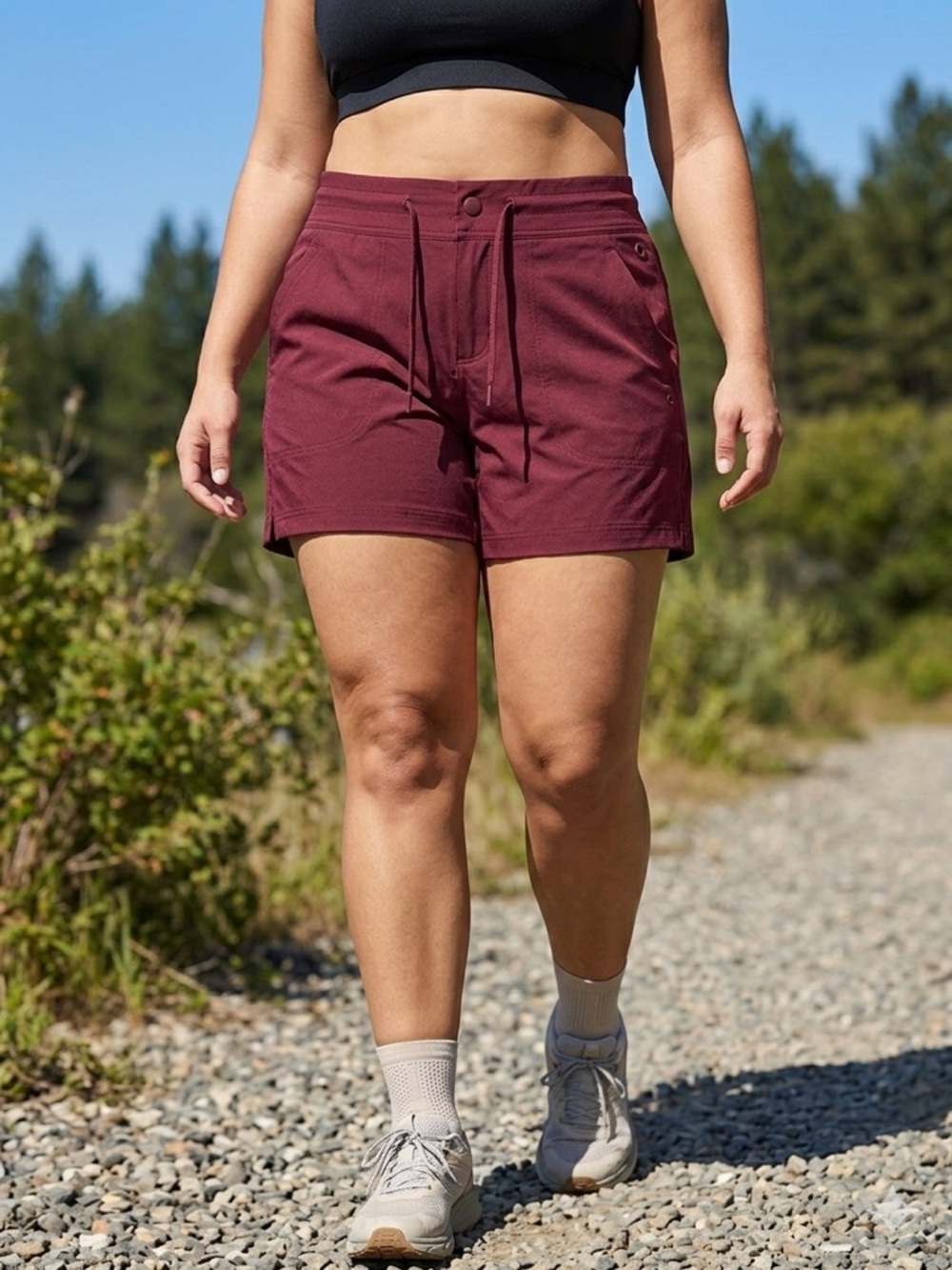 Athletic Works Women's Burgundy 7" Inseam Shorts - Size L (12-14)